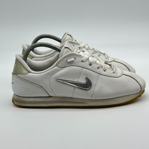 Vintage Nike Cortez Basic Jewel White Silver Mens Size 8 Leather OG Sneakers Y2K main image 10